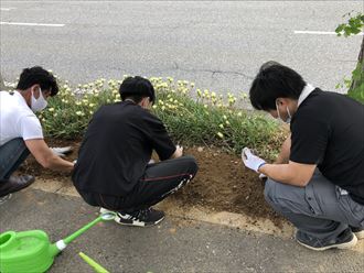 花壇を整地